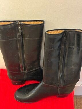MOD 60s/70s Vintage Super Cool Black Mid-Calf Faux Fur Lined Rain Boots